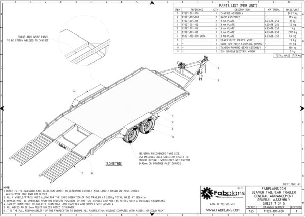 best beavertail car trailer blueprints