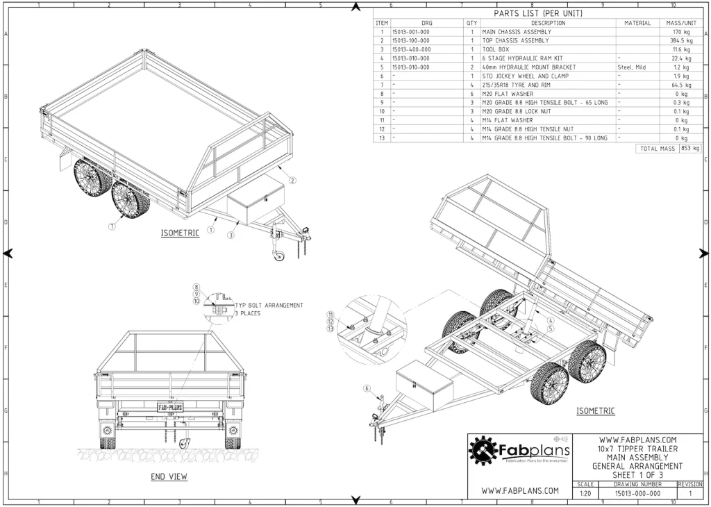 hydraulic tipping trailer blueprint