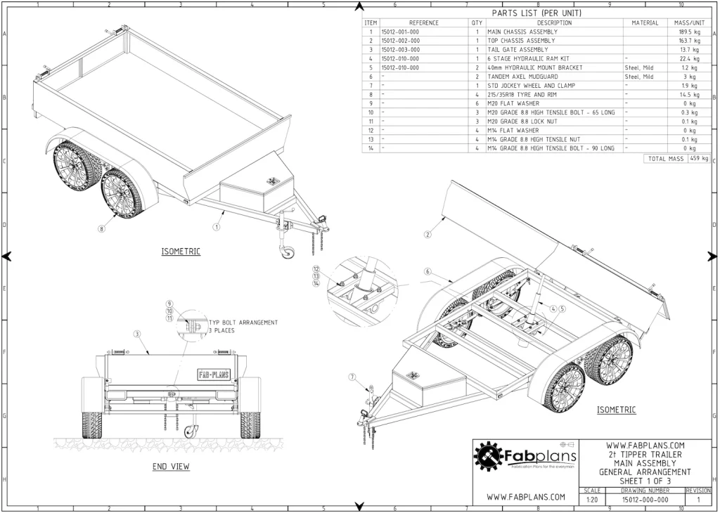 hydraulic tipping box trailer plans