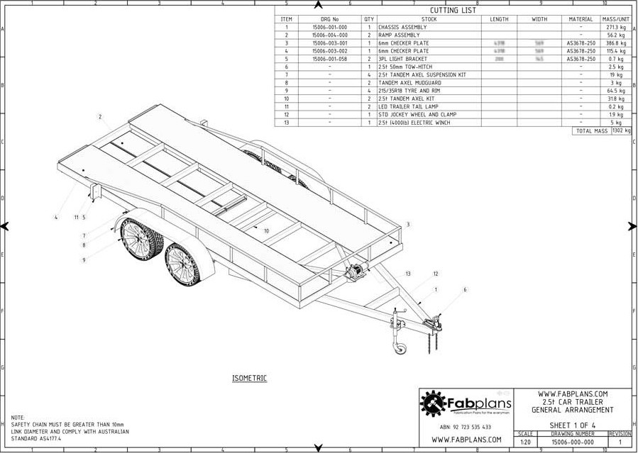 car trailer digital blueprint